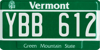 VT license plate YBB612