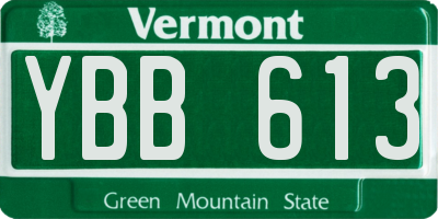 VT license plate YBB613