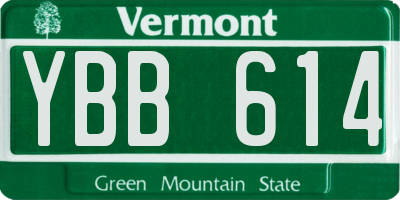 VT license plate YBB614
