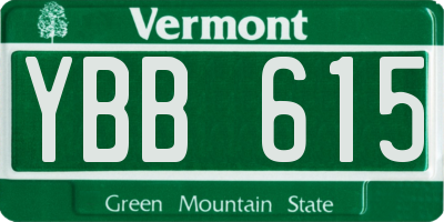 VT license plate YBB615
