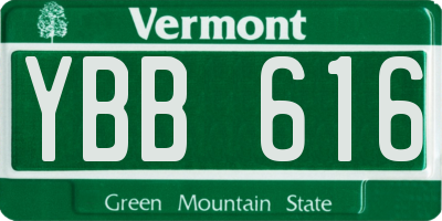 VT license plate YBB616