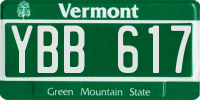 VT license plate YBB617