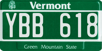 VT license plate YBB618