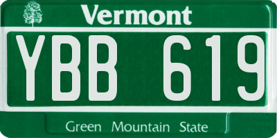 VT license plate YBB619