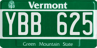 VT license plate YBB625