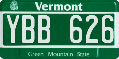 VT license plate YBB626