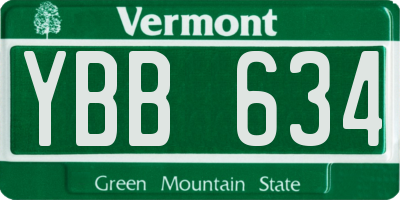 VT license plate YBB634
