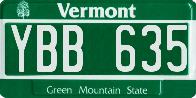 VT license plate YBB635