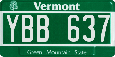 VT license plate YBB637