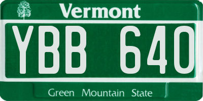 VT license plate YBB640