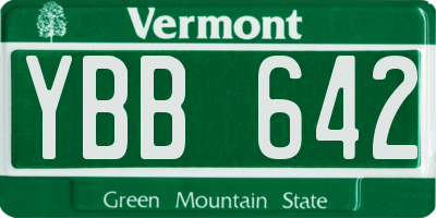 VT license plate YBB642