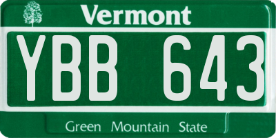 VT license plate YBB643