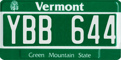 VT license plate YBB644