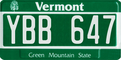 VT license plate YBB647