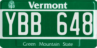 VT license plate YBB648