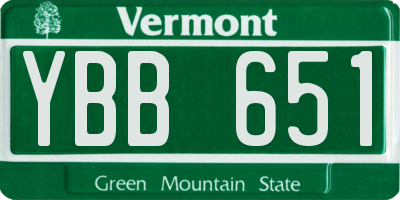 VT license plate YBB651