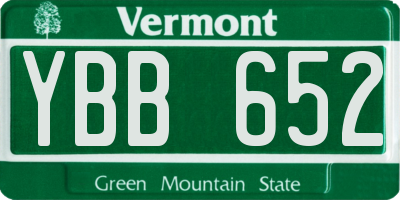 VT license plate YBB652