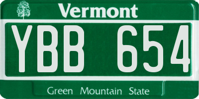 VT license plate YBB654