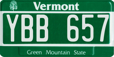 VT license plate YBB657