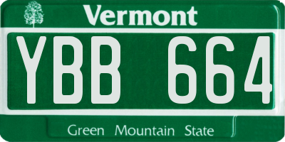 VT license plate YBB664