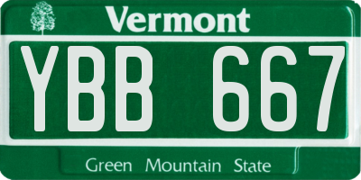 VT license plate YBB667