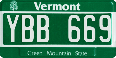 VT license plate YBB669