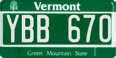 VT license plate YBB670