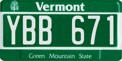VT license plate YBB671