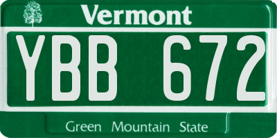 VT license plate YBB672