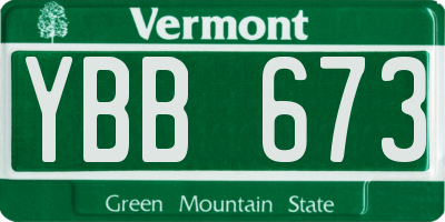 VT license plate YBB673