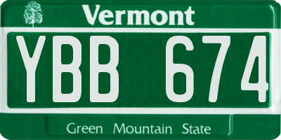 VT license plate YBB674