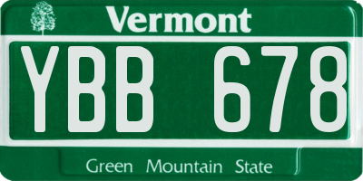 VT license plate YBB678
