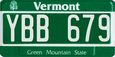 VT license plate YBB679