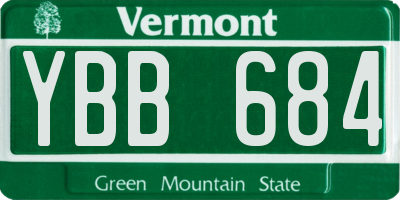 VT license plate YBB684