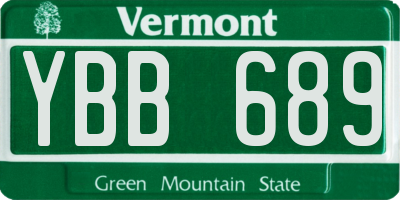 VT license plate YBB689