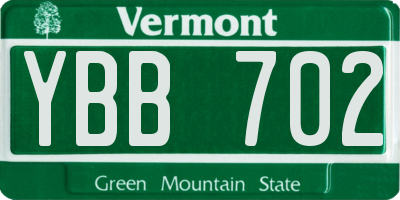 VT license plate YBB702