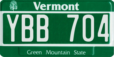 VT license plate YBB704