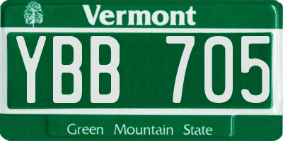 VT license plate YBB705