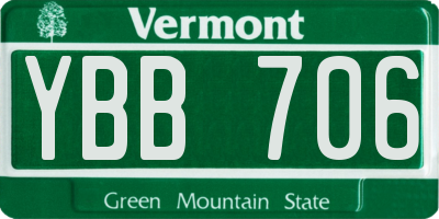 VT license plate YBB706