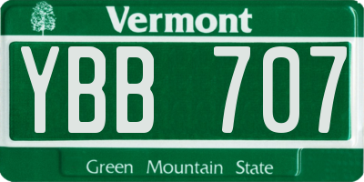VT license plate YBB707