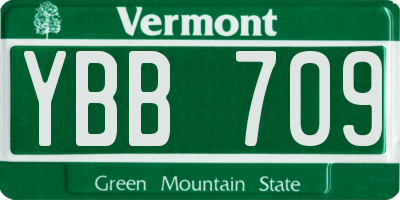 VT license plate YBB709