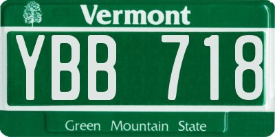 VT license plate YBB718