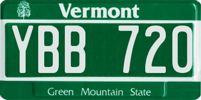 VT license plate YBB720