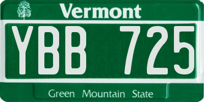 VT license plate YBB725