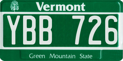 VT license plate YBB726