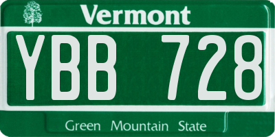VT license plate YBB728