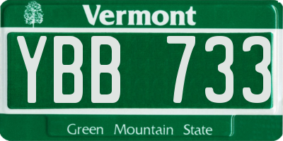 VT license plate YBB733
