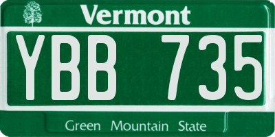 VT license plate YBB735