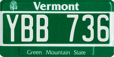 VT license plate YBB736
