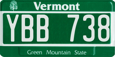 VT license plate YBB738